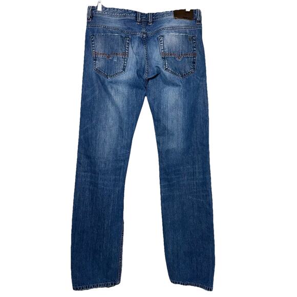 Diesel Jeans Mens Blue Denim 33x34 Viker Button Fly Distress Straight Leg School - Picture 3 of 10